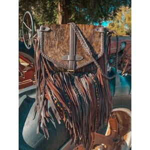 The Louvelle Cowhide Western Fringe Crossbody Bag